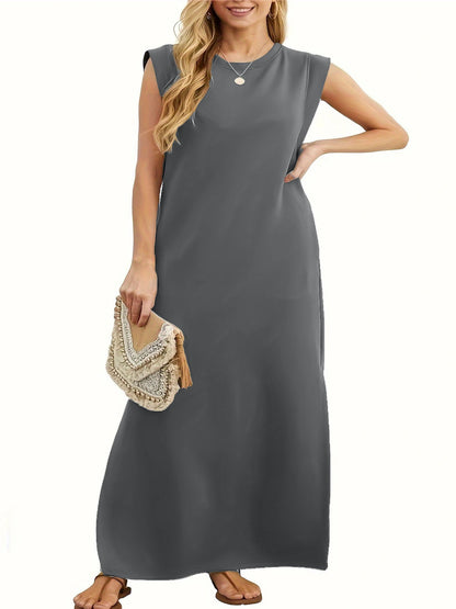 Frauen Casual Maxi Kleid mit Cap Sleeve Design Stalluxe