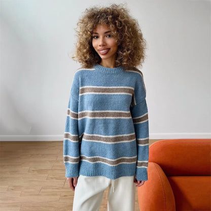 Damen Grob gestrickter Pullover mit ausgefallenem Streifenmuster Stalluxe