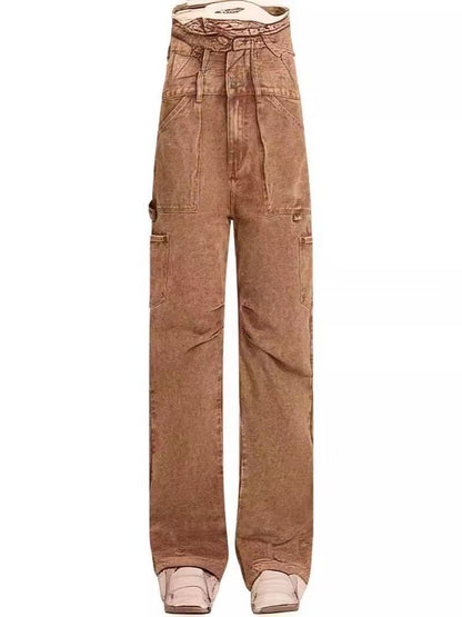 Damen lässige Cargo-Jeans mit verstellbarem Bund Stalluxe