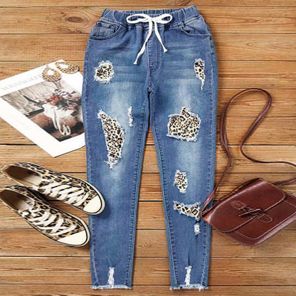Damen Jeans im modernen Animal-Print mit trendigen Destroyed-Details Stalluxe
