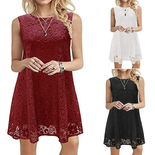 Damen elegantes Spitzenkleid mit A-Linien-Schnitt Stalluxe
