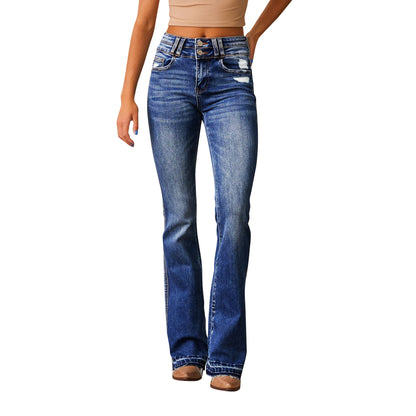 Damen Flared Jeans mit lässigem Schnitt und modischen Destroyed-Details Stalluxe