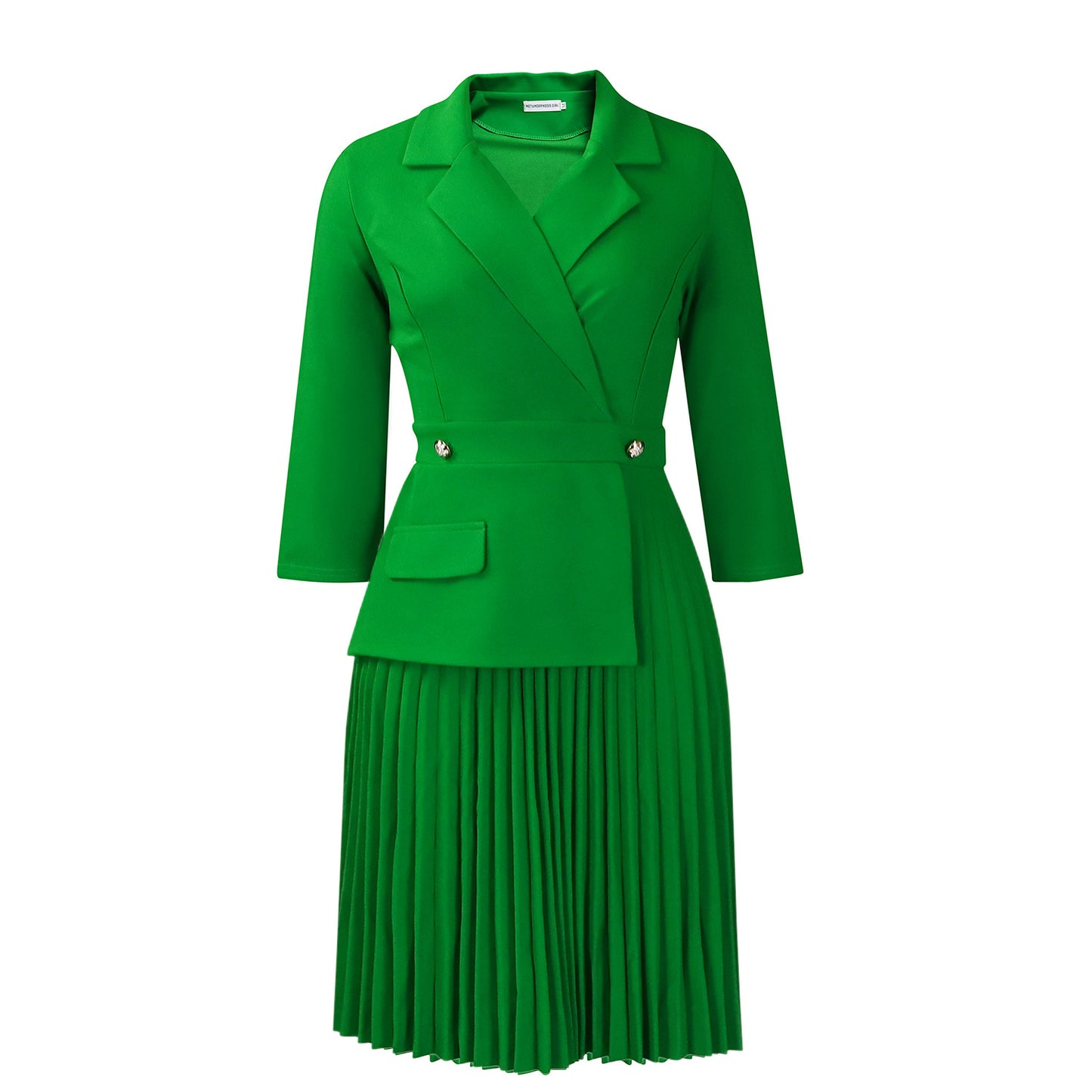 Damen Blazer-Kleid mit plissiertem Rock und eleganten Knopfdetails Stalluxe
