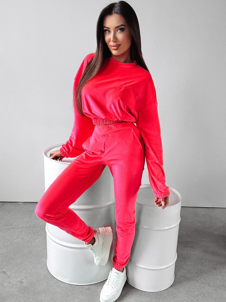 Damen sportliches Cropped 'Lounge-Set' mit elastischem Bund und praktischen Taschen Stalluxe