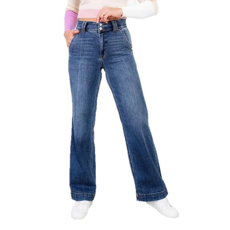 Damen Hochtaillierte Jeans im lässigen Vintage-Stil Stalluxe