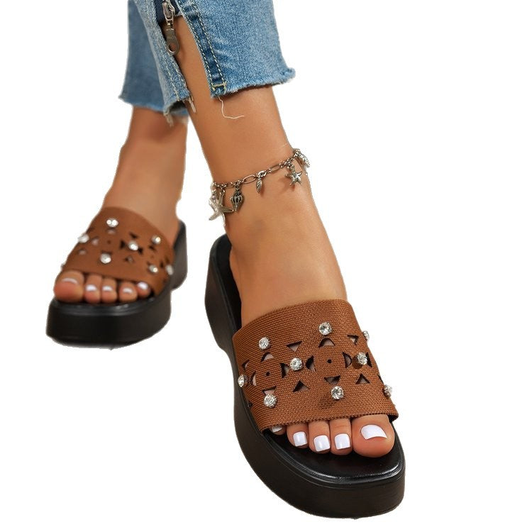 Damen Wedge-Sandalen mit eleganter Schmuckverzierung Stalluxe
