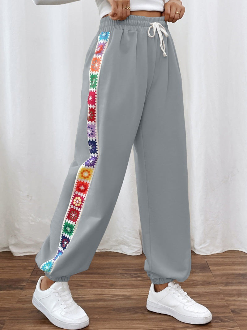 Damen Freizeithose mit buntem Blümchenmuster und elastischem Bund Stalluxe