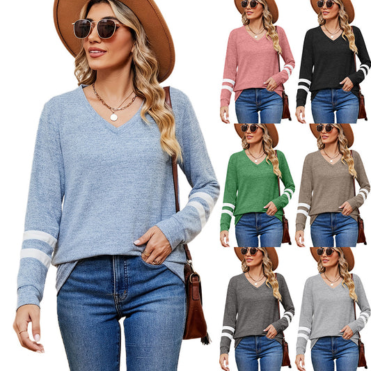 Damen V-Ausschnitt Sweatshirt mit grafischem Schulterdesign Stalluxe