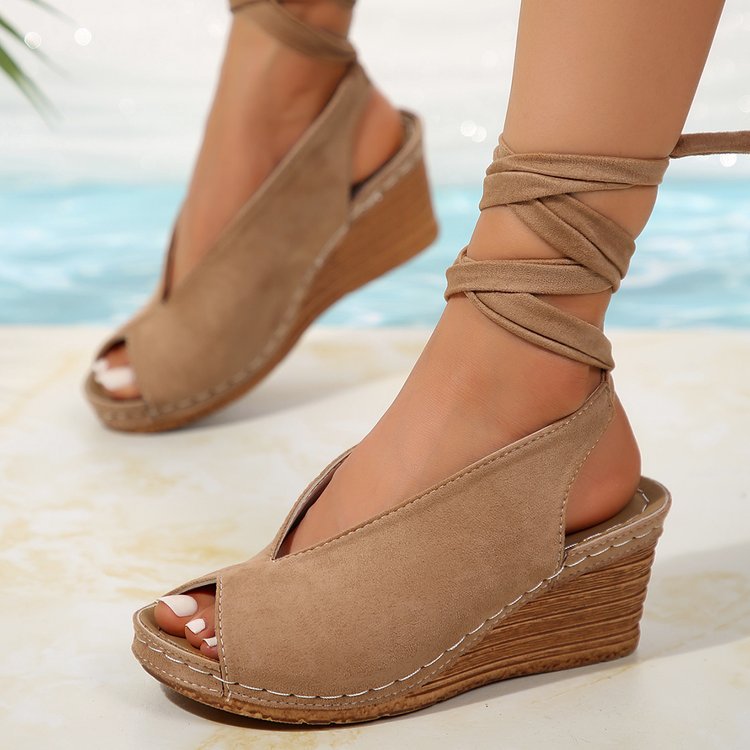 Damen Wedge-Sandaletten mit eleganter Riemenbindung und weichem Fußbett Stalluxe