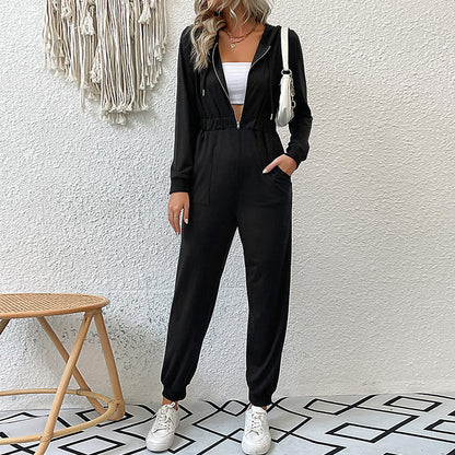 Damen modischer Jumpsuit mit elegantem Reißverschluss und praktischen Taschen Stalluxe