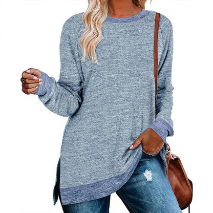 Damen lässiges Oversized Langarmshirt mit abgesetztem Saum Stalluxe