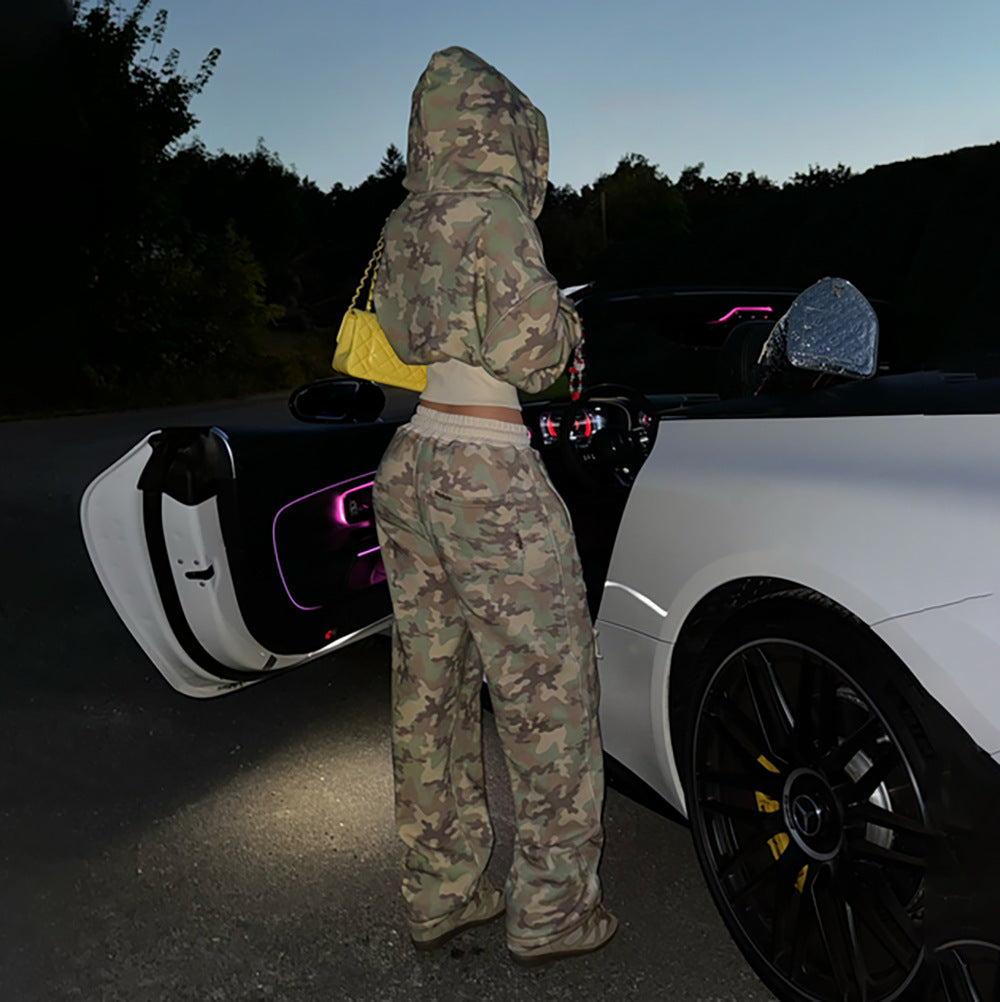 Damen Camouflage-Hoodie und Jogginghose Set Stalluxe