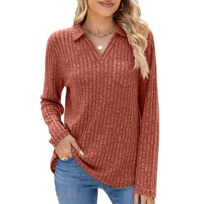 Damen Langarm Poloshirt mit feinem Rippenstrukturdesign Stalluxe