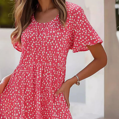 Damen lässiges Freizeitkleid mit fließendem Schnitt und Rüschensaum Stalluxe