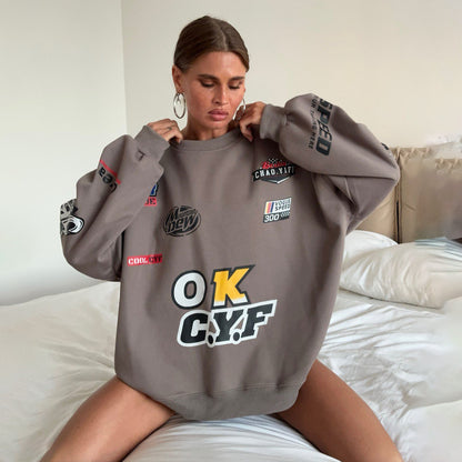 Damen Oversized Sweatshirt mit auffälligem Grafikdesign und lässigem Schnitt Stalluxe