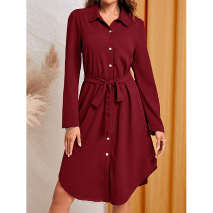 Damen Hemdblusenkleid Stalluxe Dunkelrot