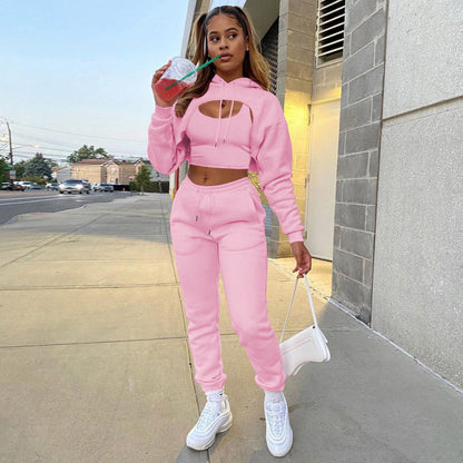 Damen Sportlicher Zweiteiler mit cropped Hoodie und bequemen Jogginghosen Stalluxe