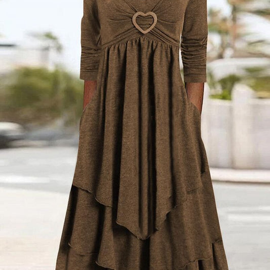 Damen lässiges Maxikleid mit bezauberndem Herzdetail und praktischen Taschen Stalluxe