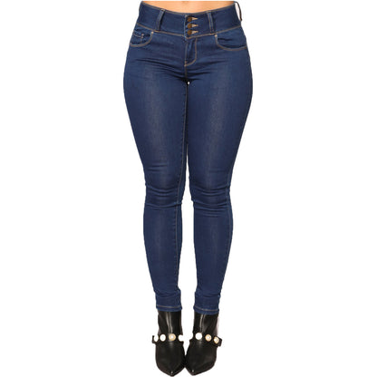 Damen figurbetonte Jeanshose mit hohem Bund und schmalem Bein Stalluxe Blau Schwarz