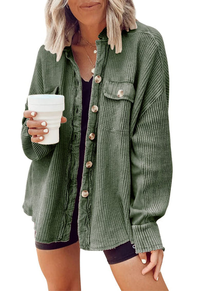 Damen lässige Baumwolljacke mit knöpfbarem Vorderteil und praktischen Taschen Stalluxe