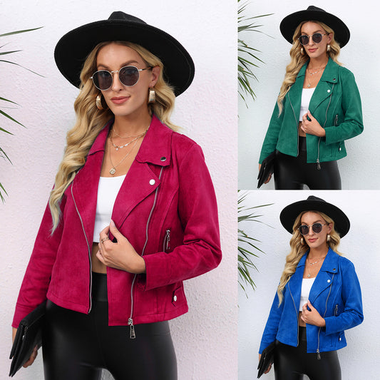 Damen Wildleder Bikerjacke mit stylischem Schnitt Stalluxe