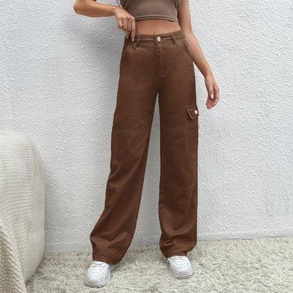 Damen Cargo-Hose mit hoher Taille und weitem Schnitt Stalluxe