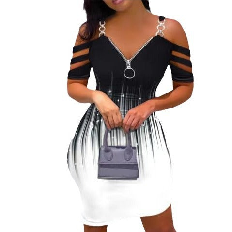 Damen Elegantes Cut-Out Kleid mit Reißverschluss und Raffungen Stalluxe