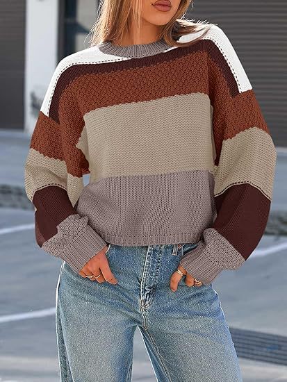 Damen Grobstrickpullover mit Farbblockdesign und oversized Schnitt Stalluxe