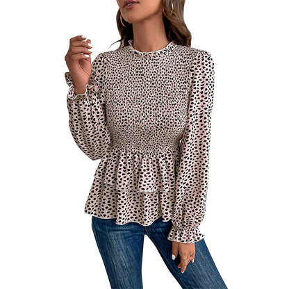 Damen Bluse mit Rüschen und gepunktetem Design Stalluxe