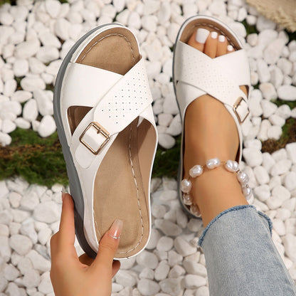 Damen Riemchen-Sandalen mit anatomischem Fußbett und komfortabler Wedge-Sohle Stalluxe