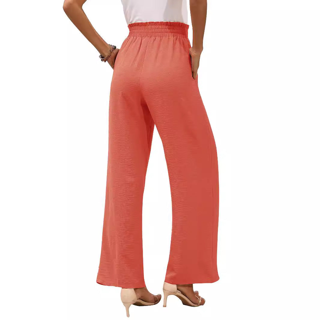 Damen Weite Stoffhose mit Elastischem Bund und Gürteldetail Stalluxe