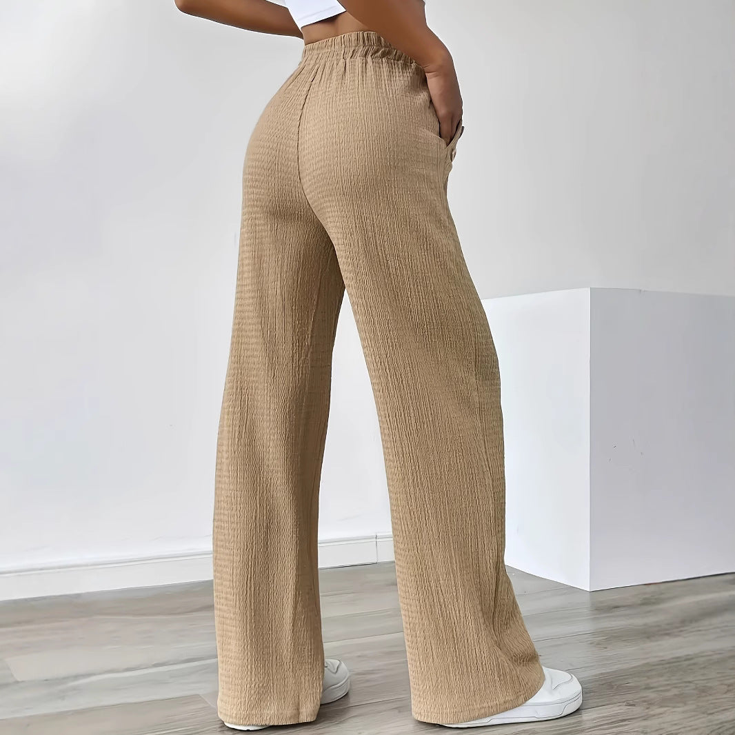 Damen weite Textilhosen mit Knopfdetails und Kordelzug Stalluxe