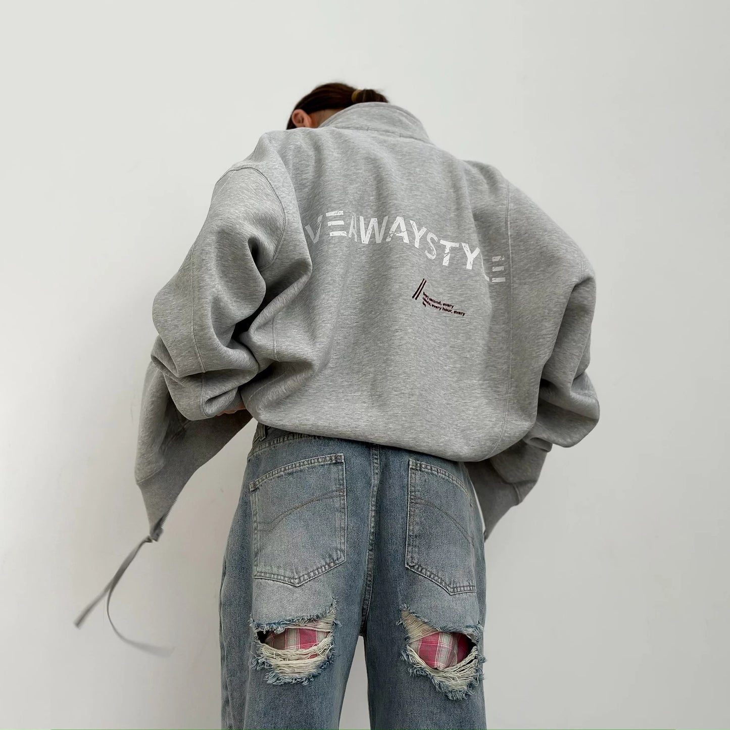 Damen Oversized Freizeitjacke mit urbanem Schriftzug Stalluxe