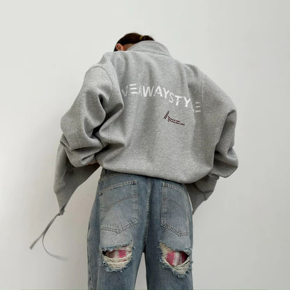 Damen Oversized Freizeitjacke mit urbanem Schriftzug Stalluxe