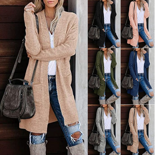Damen Lange Strickjacke mit offenem Schnitt und lässigem Design Stalluxe