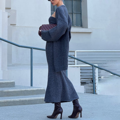 Damen Strickkleid im eleganten Set mit oversized Cardigan Stalluxe