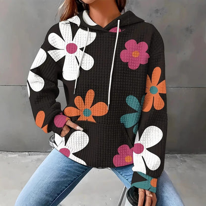Damen Kapuzenpullover mit floralem Strukturmuster und bequemer Passform Stalluxe