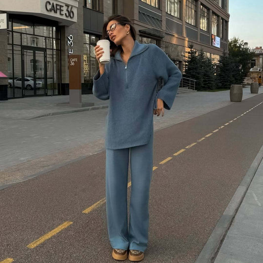 Damen Oversized Strickpullover mit Reißverschluss und weitem Schnitt Stalluxe