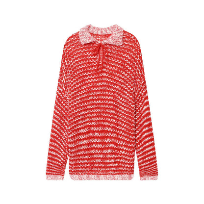 Damen lässiger Strickpullover mit modischem Kragen und Rüschendetail Stalluxe