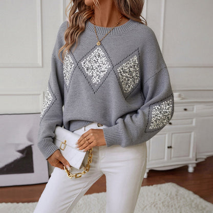 Damen Glitzernder Pullover mit Diamantmuster Stalluxe