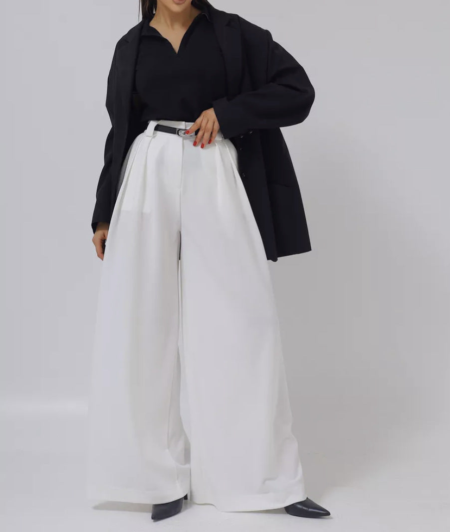 Damen weite Palazzohose mit hohem Bund und eleganter Taillierung Stalluxe