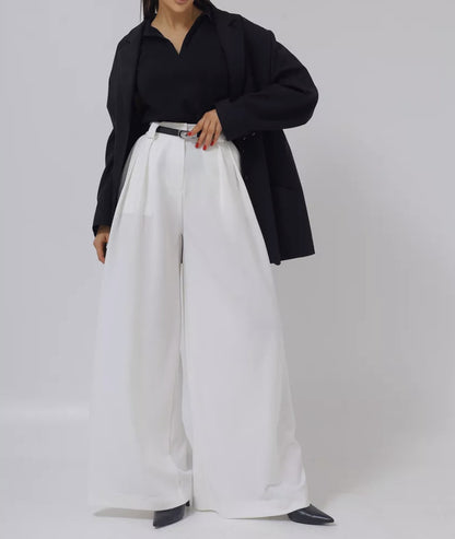 Damen weite Palazzohose mit hohem Bund und eleganter Taillierung Stalluxe