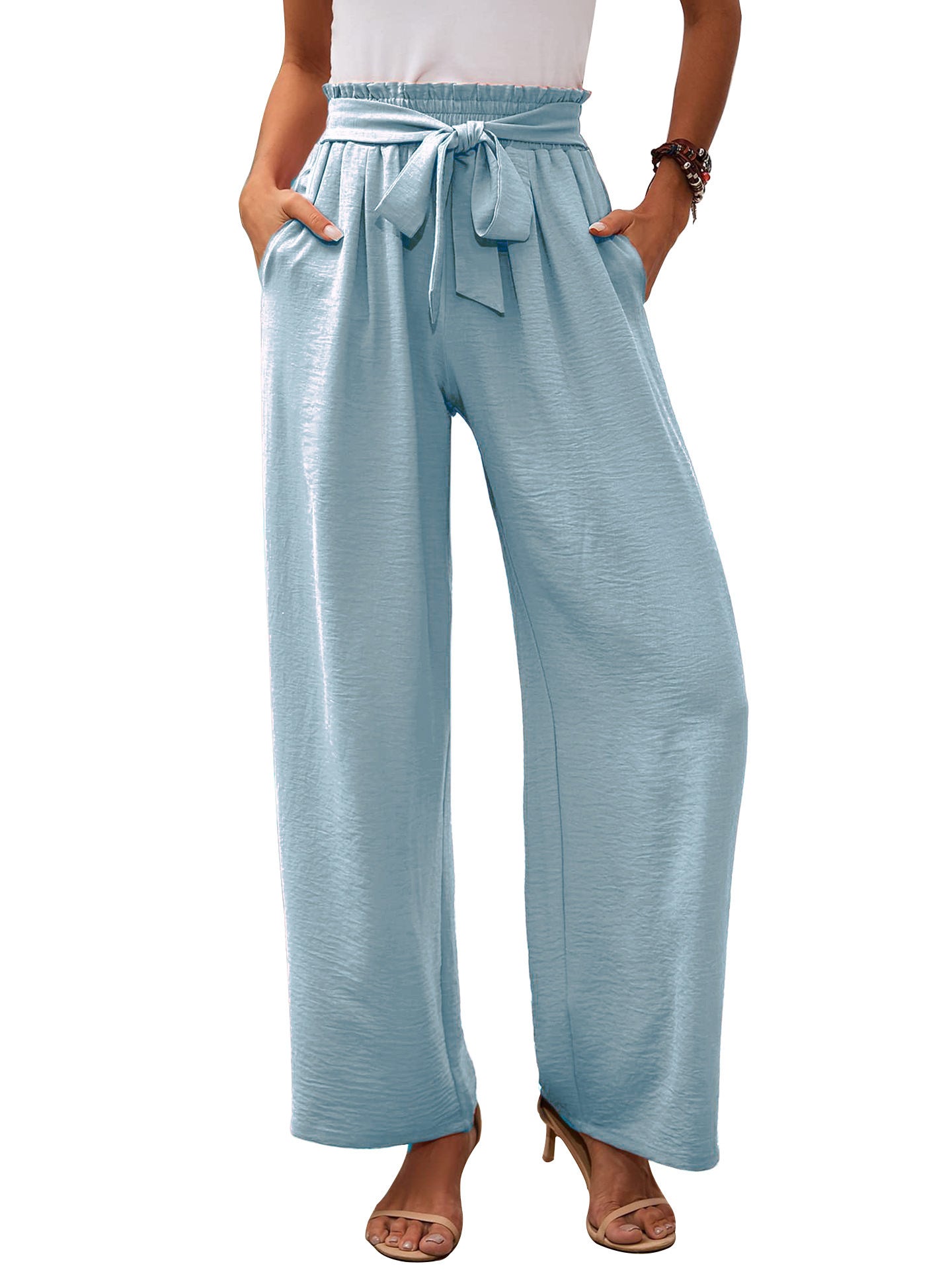 Damen Weite Stoffhose mit Elastischem Bund und Gürteldetail Stalluxe