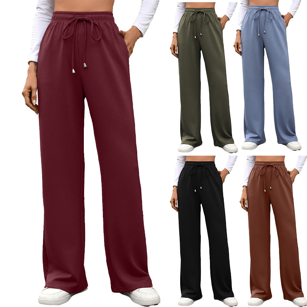 Damen Weite Baumwoll-Loungehose mit elastischem Bund Stalluxe