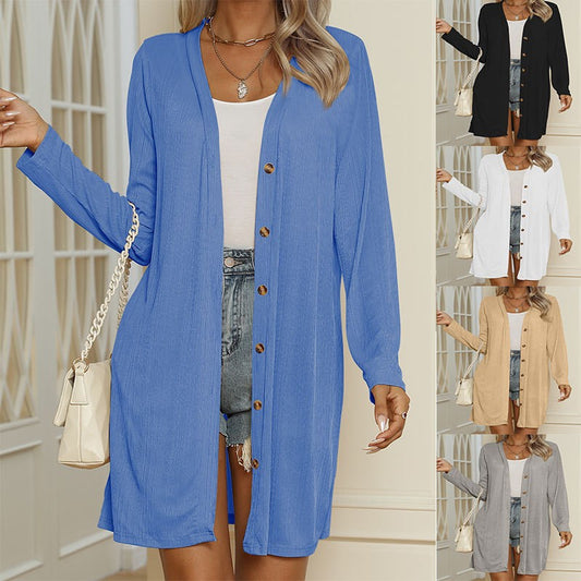 Damen lässige Langarm-Strickjacke mit Knopfdetails Stalluxe