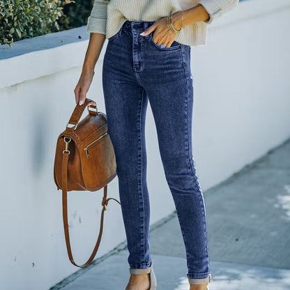 Damen Slim-Fit Jeans mit hohem Bund und formschöner Passform Stalluxe Blaugrau