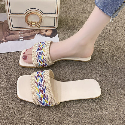 Damen modische Riemensandalen mit bunten Zierstreifen Stalluxe