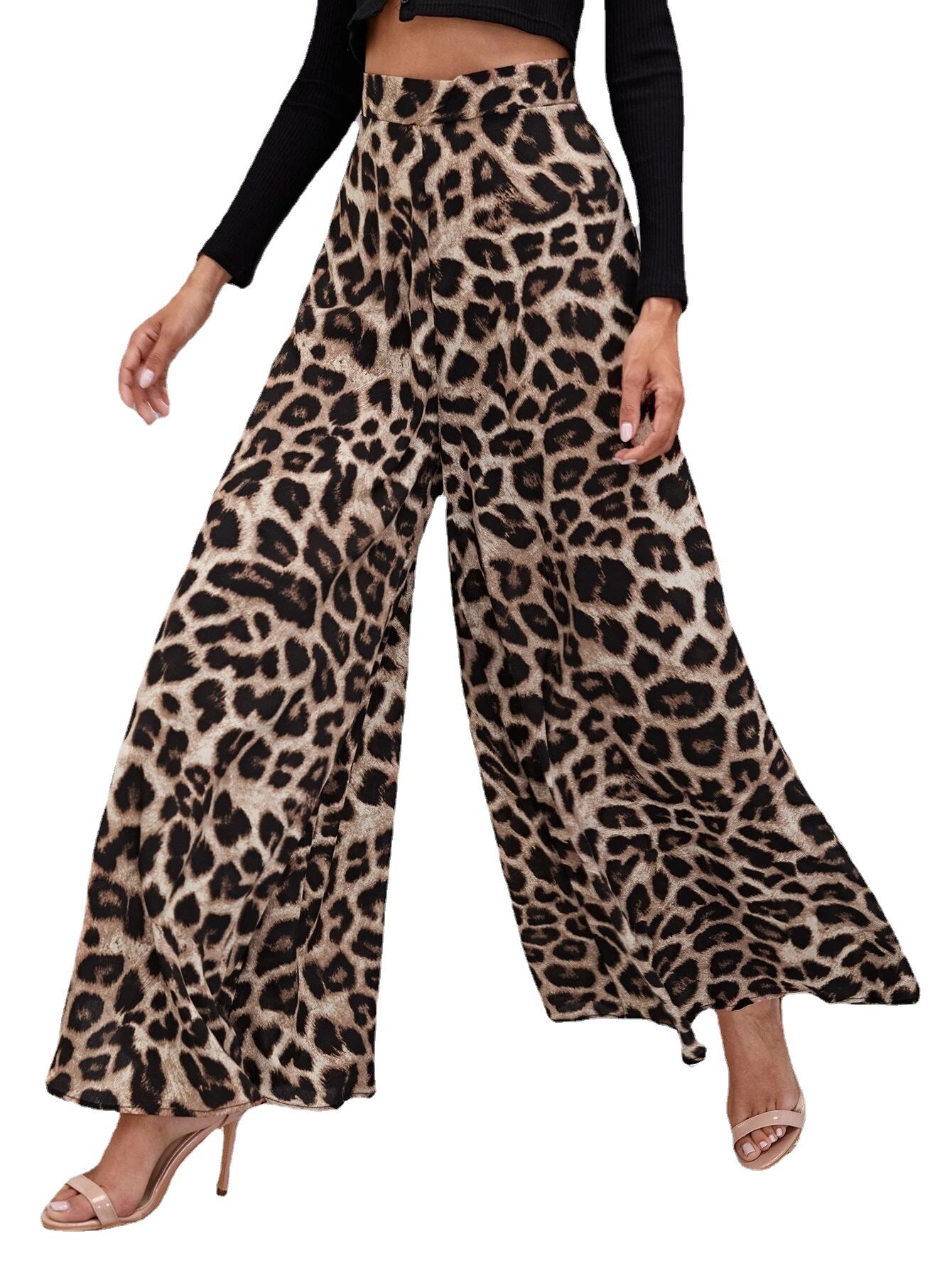Damen Weitbeinige Hose im trendigen Leopardenmuster Stalluxe