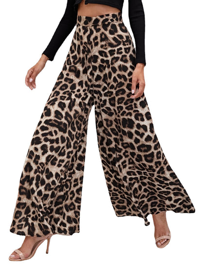 Damen Weitbeinige Hose im trendigen Leopardenmuster Stalluxe