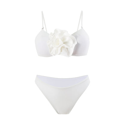 Damen Bikiniset mit modischem Wickelrock und floraler Applikation Stalluxe